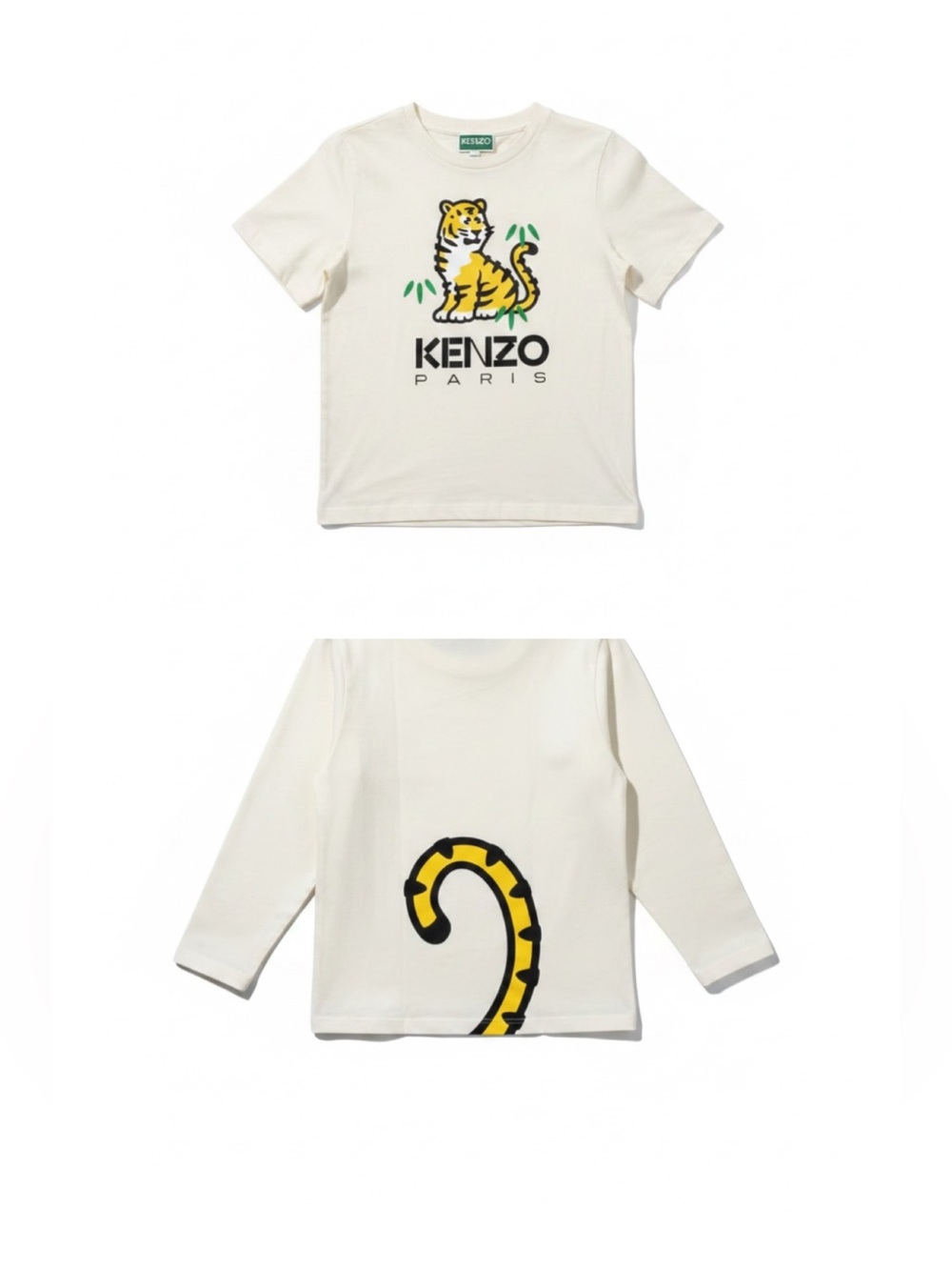 Kenzo Kids Long-Sleeve Tee Yellow Tiger Graphic Size 8